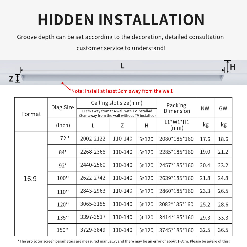 Motorized in Ceiling Matt White Projection Screens for Ultra Short Throw /Long Throw Projector