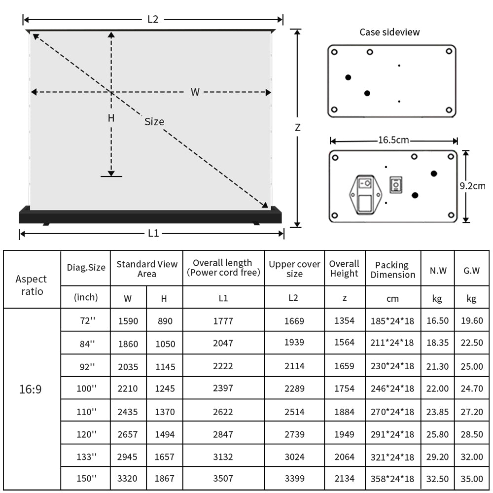 Electric Floor Rising Screen White Cinema Home Theater for Long Throw Projector