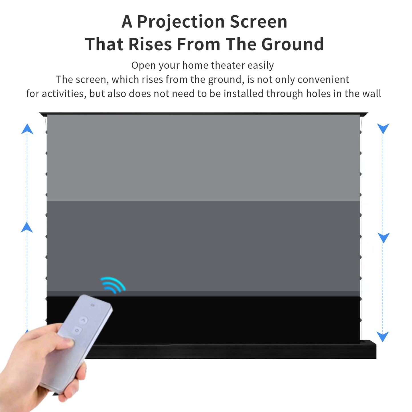 72-130 inch PET Crystal CBSP Motorized Tab Tension Floor Rising ALR Projector Screen for UST Laser TV Projector