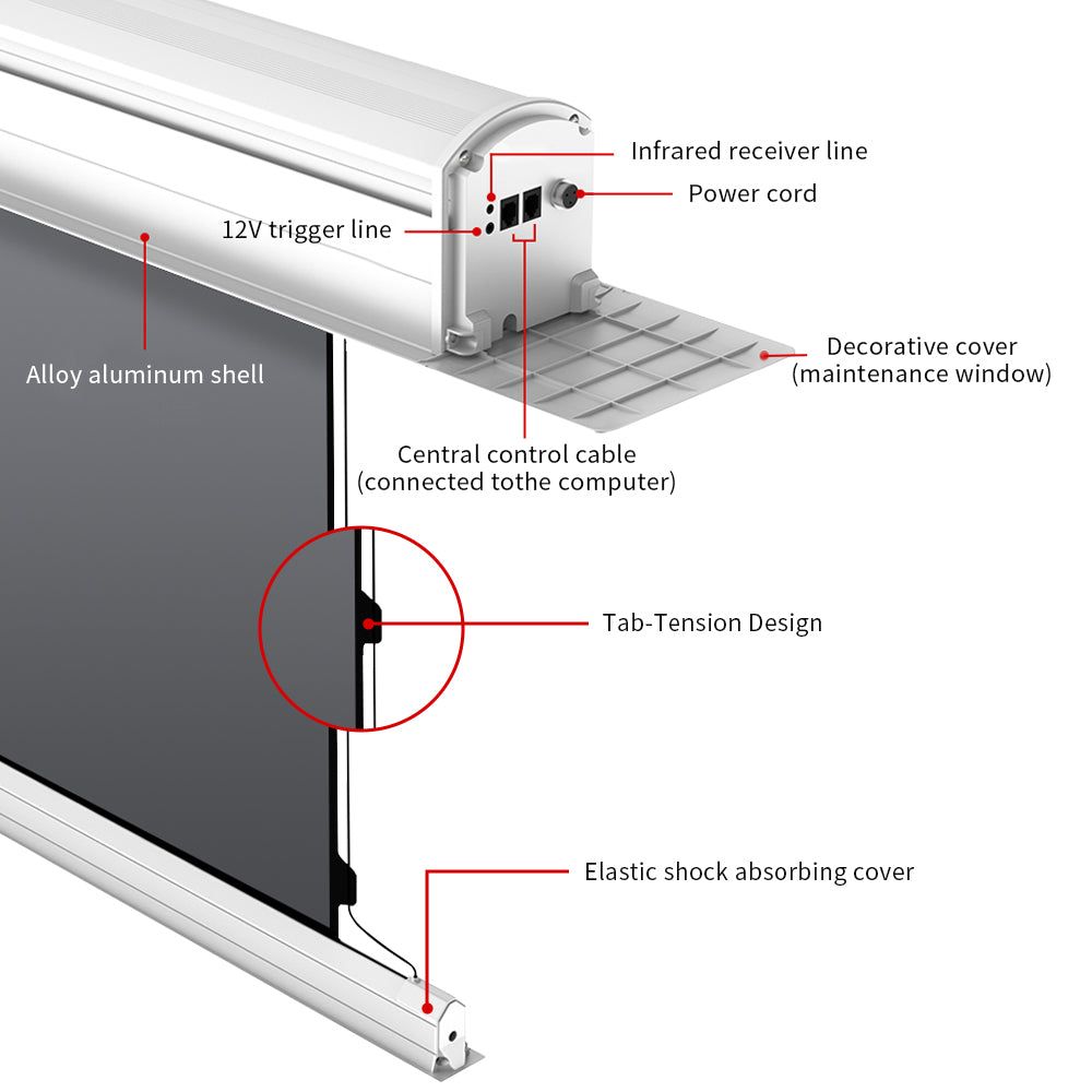 Hided Ceiling Electric Tab tension ALR Projection Screen for Long Throw Projector