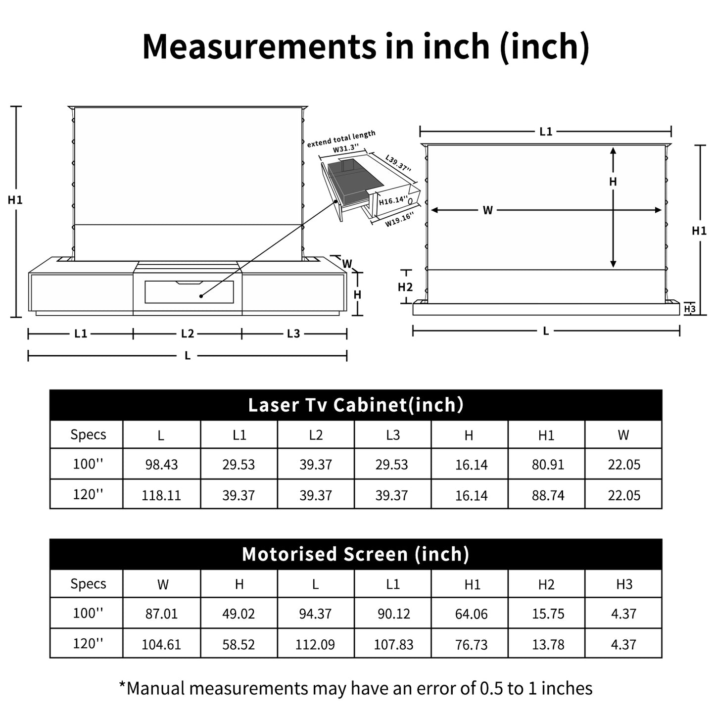 100-120 inch Laser TV Cabinet for Home Theater