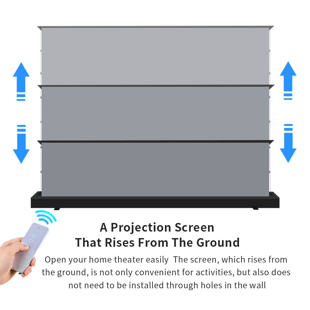 72-150 inch Electric Floor Rising ALR Black Diamond Projection Screen for Normal Projector